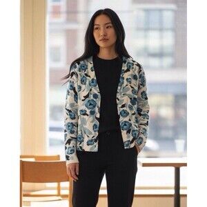 Vintage Blue, Whimsygoth, Floral Sweater, Chest 38 In,Length 22.5